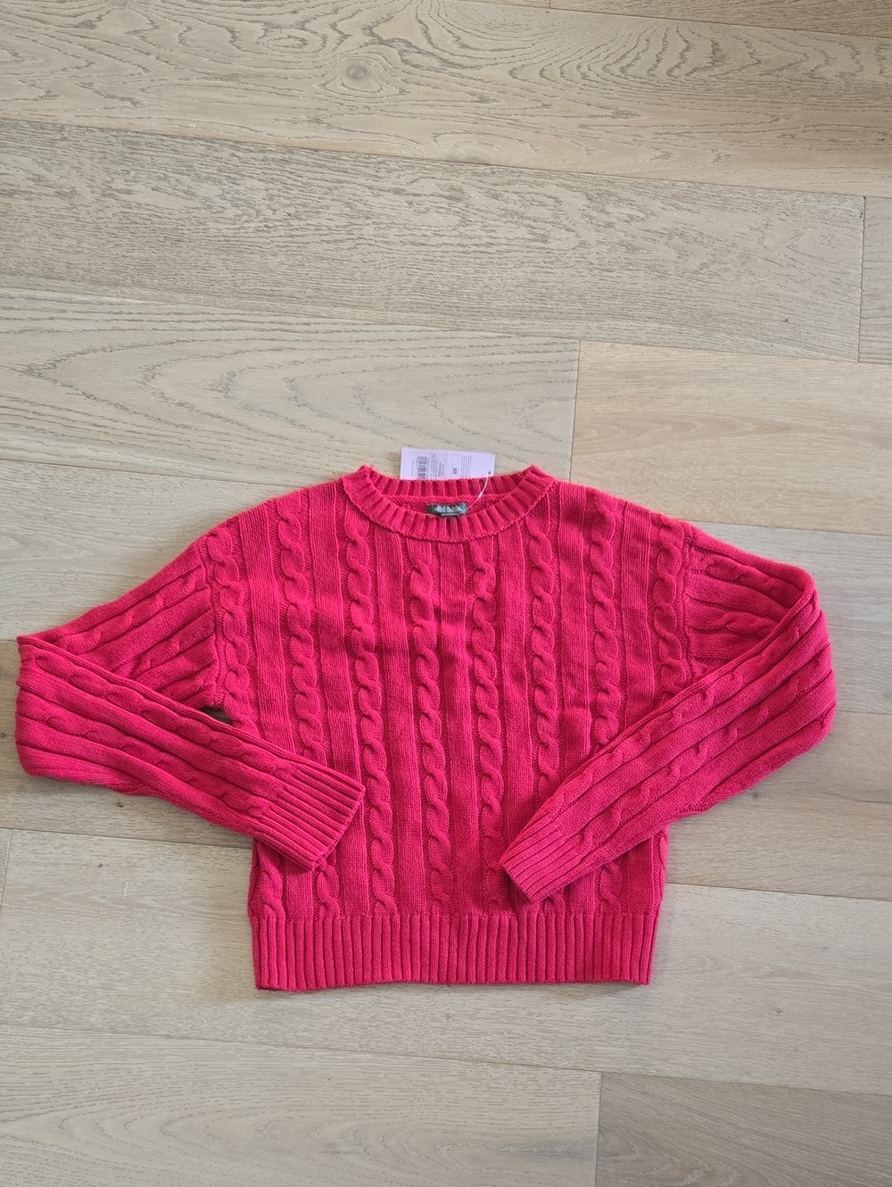 wild fable Cable Knit Crewneck Sweater in Hot Pink